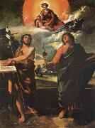 Dosso Dossi The Madonna in the glory with the Holy Juan the Baptist and Juan the Evangelist oil painting artist